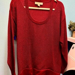 Michael Kors Vibrant Red Knit Scoop Neck Sweater